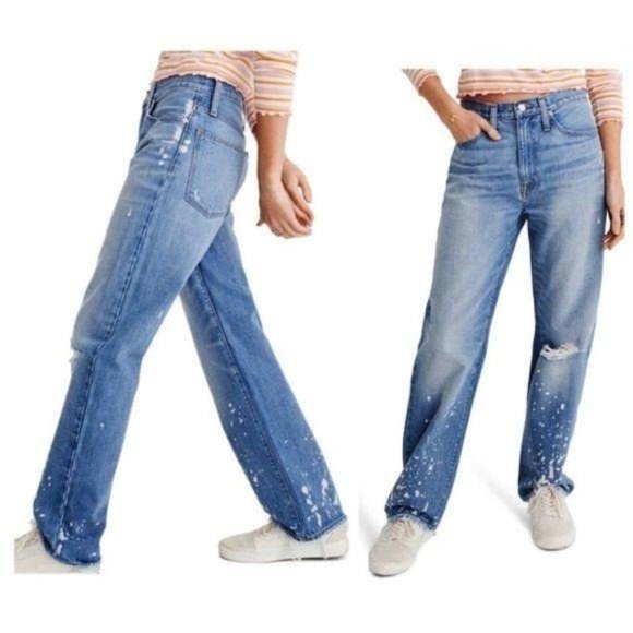 Madewell The Dad Jean Distressed Bleached Jeans